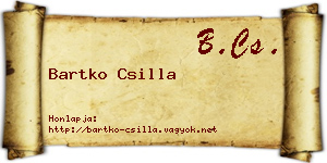 Bartko Csilla névjegykártya